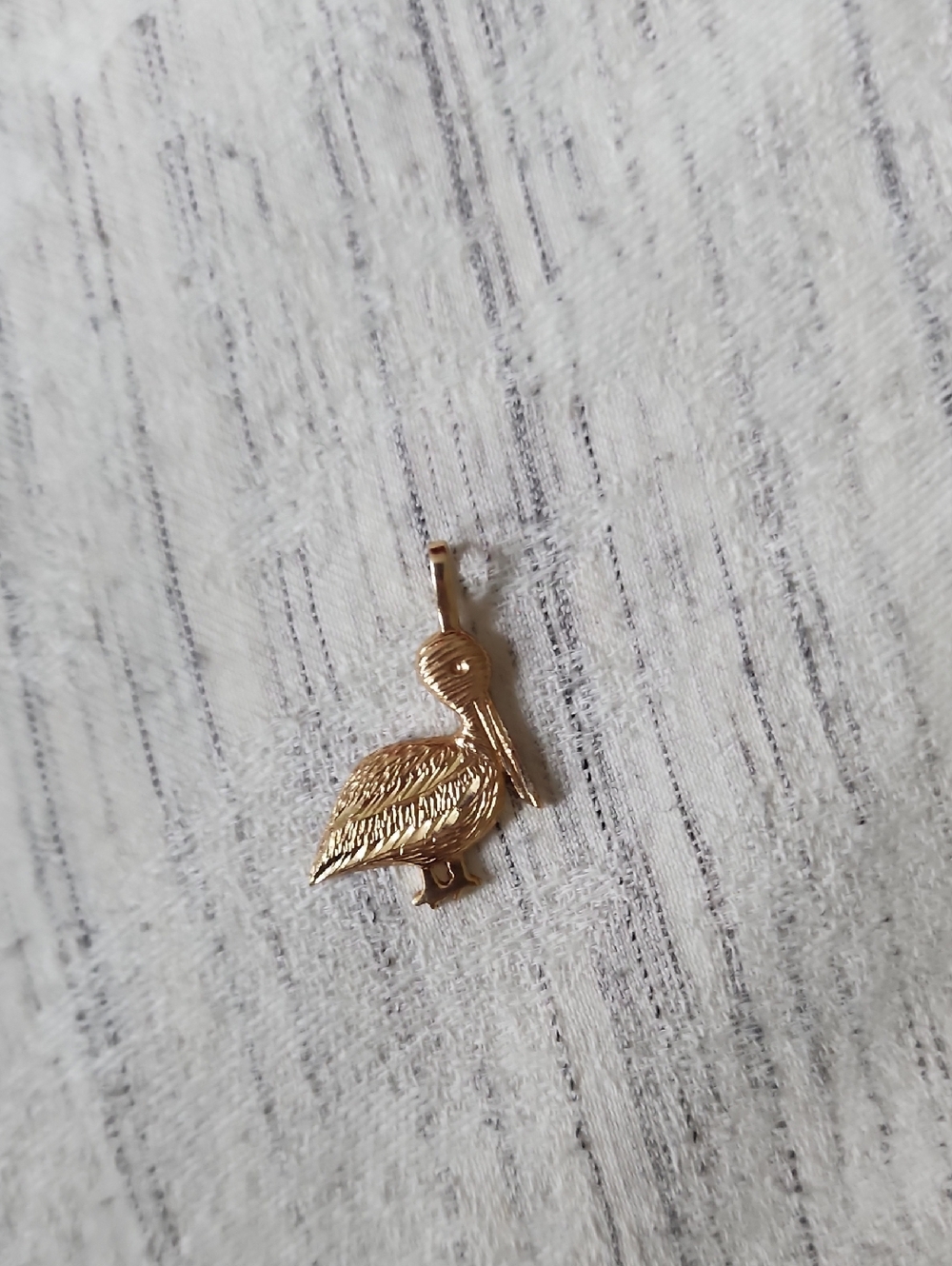 14K Gold Pelican Bird Charm Pendant -